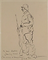 French Soldier, Jean-Louis Forain (French, Reims 1852–1931 Paris), Conté crayon