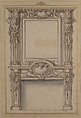 Design for a Fireplace, Anonymous, French, 17th century, Pen and brown ink, brush and gray wash, with framing lines in gold paint