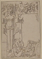 Design for a Wall Decoration, Attributed to Rosso Fiorentino (Italian, Florence 1494–1540 Fontainebleau), Pen and brown ink, brush and gray wash