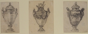 Three Designs for Covered Vases, Anonymous, French, 18th century, Graphite