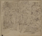 Martydom of St. Lawrence, Raymond de La Fage (French, Lisle-sur-Tarn 1650–1684 Lyon), Pen and brown ink