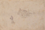 A Loaded Wagon and Several Human Figures., Stefano della Bella (Italian, Florence 1610–1664 Florence), Pen and brown ink over traces of graphite, light sketch in graphite in the background