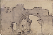 Study of Ruins, attributed to Filippo Napoletano (Filippo Angeli) (Italian, Rome ca. 1589–1629 Rome (?)), Pen and dark brown ink, brush and gray wash