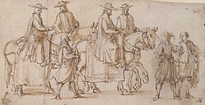 A Procession, Stefano della Bella (Italian, Florence 1610–1664 Florence), Pen and brown ink and brush and brown wash