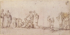 Groups of Men Talking, Stefano della Bella (Italian, Florence 1610–1664 Florence), Pen and brown ink