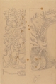 Left Part of the Drawing: Floral Ornaments; Right Part of the Drawing: Half Cartouche Decorated with Leaves, Arms and a Lion, Agostino (Stanzani) Mitelli Italian, Leadpoint