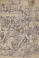 Study for a Massacre of the Innocents, Circle of Domenico Cresti Passignano (Italian, Florence (Passignano?) 1560–1636), Black chalk, pen and bistre with gray-brown washes