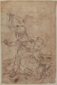 Study of Two Male Figures Fighting., Circle of Luca Cambiaso (Italian, Moneglia 1527–1585 Madrid), Pen and dark brown ink over traces of graphite