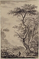 Washerwoman by a Brook, Attributed to Jean Pillement (French, Lyons 1728–1808 Lyons), Pen and ink, brush and gray wash, over traces of black chalk