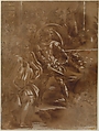 Left Third of a Martyrdom of Saint Peter and Saint Paul, After Antonio da Trento (Italian, Trento 1520–1550 Bologna), Pen and brown ink, brush and brown wash, highlighted with white gouache over traces of chalk