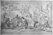 Bacchanals, Anonymous, French, 18th century, Red chalk; squared in black chalk