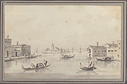 The Punta di San Giobbe, with the Island of San Secondo in the Distance, Giacomo Guardi (Italian, Venice (?) 1764–1835 Venice (?)), Pen and brown ink, brush and gray wash