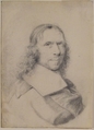 Bust of a Man with a Broad Collar, Anonymous, French, 17th century, Graphite on vellum; framing lines at left and at lower margins in pen and brown ink