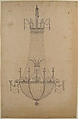 Design for a Chandelier, Anonymous, French, 19th century, Graphite, pen and black ink, brush and gray wash