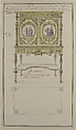 Design for a Secretary, Anonymous, French, 18th century  French, Pen and black ink, brush and gray, brown and yellow wash.  Framing lines in pen and black ink