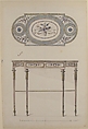 Design for a Center Table, Anonymous, French, 18th century  French, Pen and black ink, brush and brown wash, and watercolor