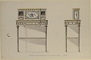 Design for a Lady's Writing Desk, Anonymous, French, 18th century  French, Pen and black ink, brush and gray wash, watercolor