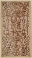 Panel of Ornament, Anonymous, French, 17th century, Pen and brown ink, over red chalk