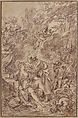 Vertumnus and Pomona, François Boucher (French, Paris 1703–1770 Paris), Brown chalk