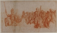 Study of Ancient Soldiers, Anonymous, French, 17th century, Red chalk