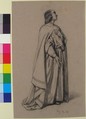 Standing Figure of a Robed Man, François-Claudius Compte-Calix (French, Lyon 1813–1880 Chazay d&#39;Azergues), Charcoal