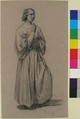 Three-Quarter View of a Standing Male Robed Figure, François-Claudius Compte-Calix (French, Lyon 1813–1880 Chazay d&#39;Azergues), Charcoal