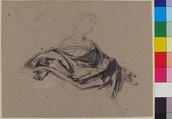 Half-Length Figure of a Woman with Outstretched Arms, François-Claudius Compte-Calix (French, Lyon 1813–1880 Chazay d&#39;Azergues), Charcoal