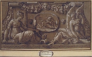 Design for a Frieze in Fontainebleau Style, Anonymous, French, 19th century, Pen and brown ink heightened with white