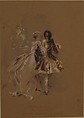 Young Couple Seen From Behind, Hippolyte-Omer Ballue (French, Paris 1820–1867 Paris), Watercolor over graphite
