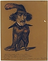 Caricature (Jean Baptiste Chollet?), Anonymous, French, 19th century, Black, red, and white chalk