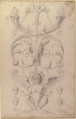 Drawing of a Grotesque after a 16th-century Decorative Relief., Filippo Cretoni (Italian, late 18th–early 19th century), Black chalk or graphite