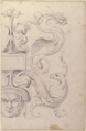 Drawing of a Grotesque after a 16th-century Decorative Relief., Filippo Cretoni (Italian, late 18th–early 19th century), Black chalk or graphite