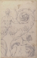 Drawing of a Grotesque after a 16th-century Decorative Relief., Filippo Cretoni (Italian, late 18th–early 19th century), Black chalk or graphite