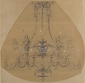 Design for a Gas Chandelier, Anonymous, French, 19th century, Graphite, gouache