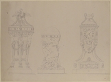 Design for Three Clocks, Anonymous, French, 18th century French, Graphite