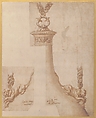 Design for a Flask with Chain Handles, Giulio Romano (Italian, Rome 1499?–1546 Mantua), Pen and brown ink, brush and brown wash, over traces of leadpoint or soft black chalk