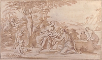 The Birth of Adonis, Marcantonio Franceschini (Italian, Bologna 1648–1729 Bologna), Pen and brown ink, brush and brown wash