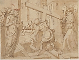 The Discovery of the True Cross, Moncalvo (Guglielmo Caccia) (Italian, Montabone 1568–1625 Moncalvo), Pen and brown ink, brush and brown wash, over slight traces of black chalk