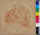Design for a jeton or a token: Maison de la Reine 1740, Edme Bouchardon (French, Chaumont 1698–1762 Paris), Red chalk; red chalk wash surrounding design.