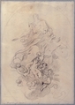 The Assumption of the Virgin (recto); Architectural Notations (verso), Lorenzo de&#39; Ferrari (Italian, Genoa 1680–1744 Genoa), Black chalk, a little pen and brown ink (recto); architectural notations in black chalk (verso)