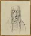 Male Head in a Hood, Baron Dominique Vivant Denon (French, Givry 1747–1825 Paris), Pen, brown ink over black chalk