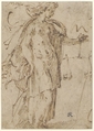 Justice Holding Scales, Parmigianino (Girolamo Francesco Maria Mazzola) (Italian, Parma 1503–1540 Casalmaggiore), Pen and brown ink