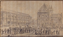 View of Gray, Jean-Baptiste Lallemand (French, Dijon 1716–1803/5 Paris), Pen, black ink, gray wash over black chalk on yellowish paper