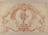 Design for a Decorative Panel with a Flutist (recto); Design for molding (verso), Gilles-Marie Oppenord (French, Paris 1672–1742 Paris), Red chalk (recto); black chalk (verso)