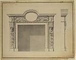 Design for a Fireplace with Frontal and Profile Views, Attributed to James Stuart (British, London 1713–1788 London), Pen and black ink, brush and gray wash