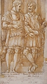 Two Princes of the House of Este: Ernest VI and Francis II, Pirro Ligorio (Italian, Naples ca. 1512/13–1583 Ferrara), Pen and brown ink, brush  and yellow-brown wash, over black chalk