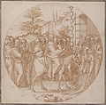 The Entrance of Christ into Jerusalem, Attributed to Ercole Setti (Italian, documented Modena, late 16th century), Pen and brown ink, brown wash over traces of black chalk