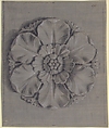 Design for a Rosette Relief, Anonymous, French, 19th century, Graphite, black chalk, heightened with white; framing lines in black chalk