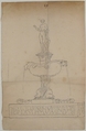 Sketch of Fountain, Anonymous, French, 18th century, Graphite, pen and black ink