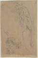 Figure Studies, Attributed to Anonymous, French, 17th century, Black chalk with traces of white chalk on brownish paper